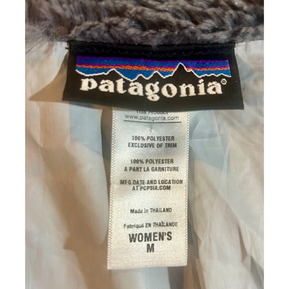Patagonia Gray Pelage Jacket Mock Neck Faux Fur Zip Snap Boxy Lined - Picture 7 of 7